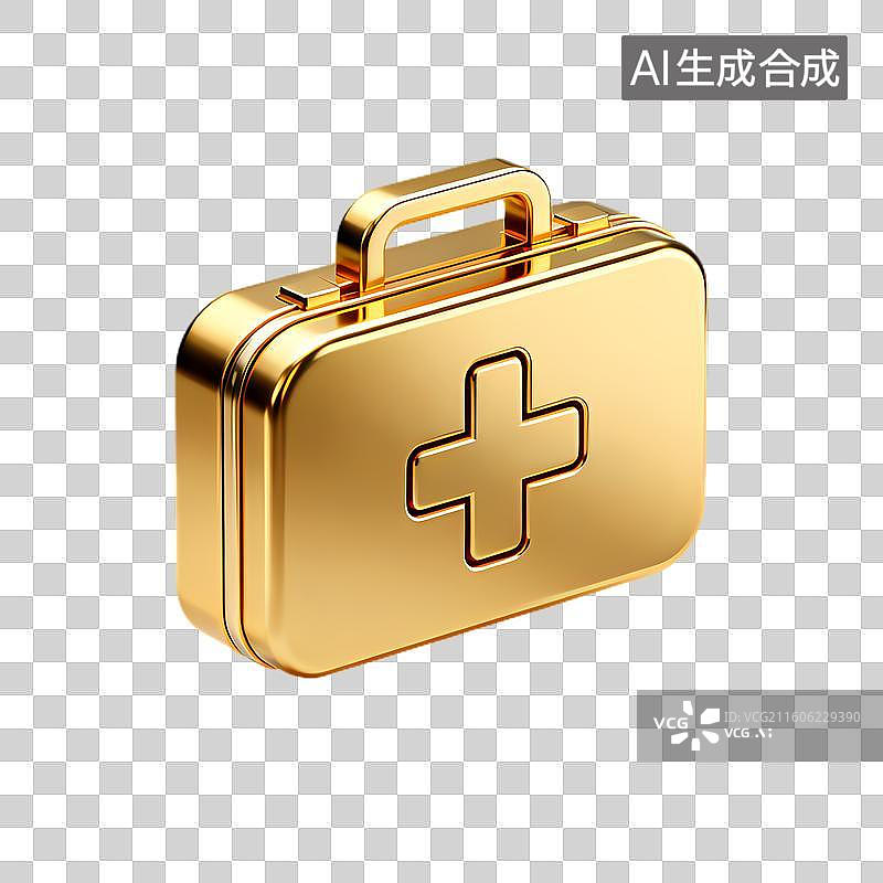 【AI数字艺术】金色急救箱图标图片素材