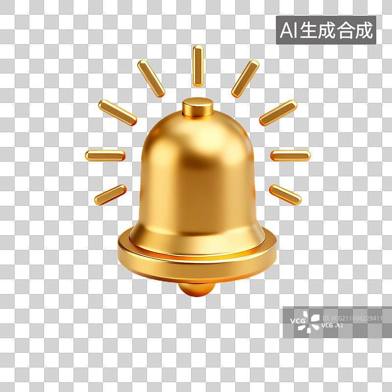 【AI数字艺术】金色铃铛通知图标图片素材