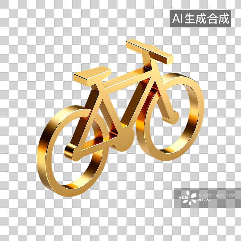 【AI数字艺术】金色立体自行车图标图片素材
