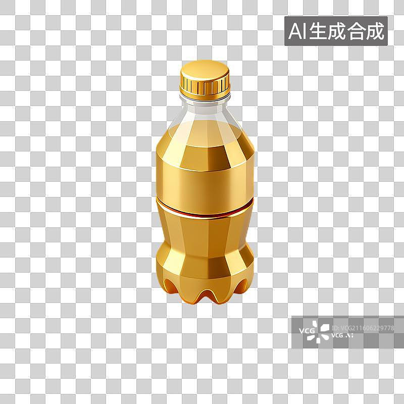【AI数字艺术】金色塑料饮料瓶图片素材