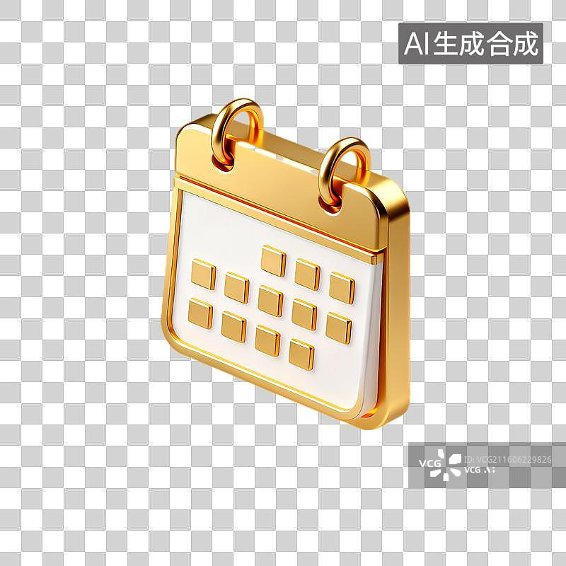 【AI数字艺术】金色日历图标表示日程安排图片素材