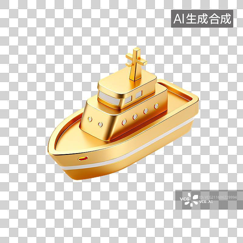 【AI数字艺术】金色玩具船模型展示图片素材