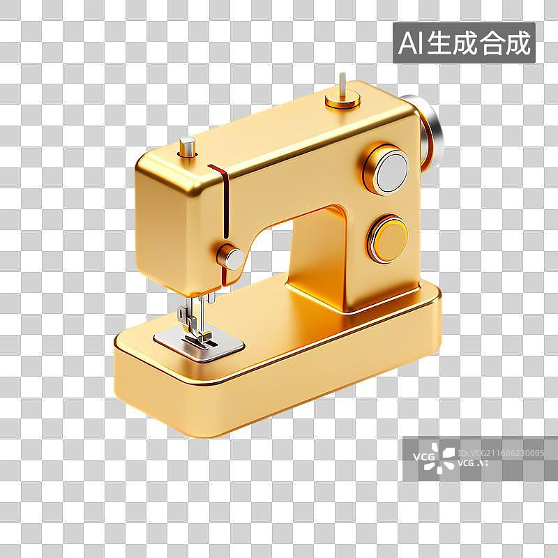 【AI数字艺术】金色小型缝纫机模型图片素材