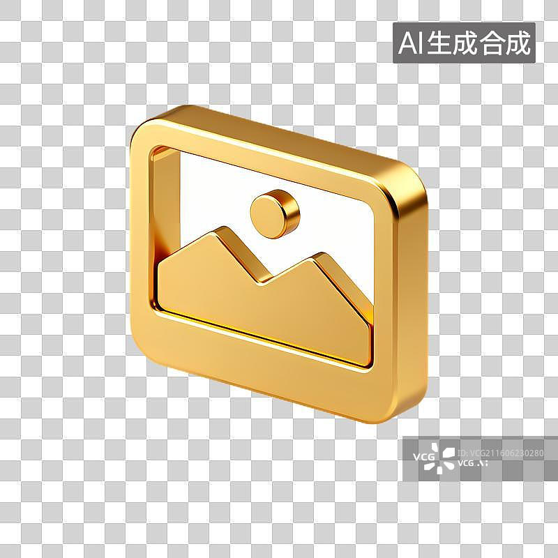 【AI数字艺术】金色3D图片框图标图片素材