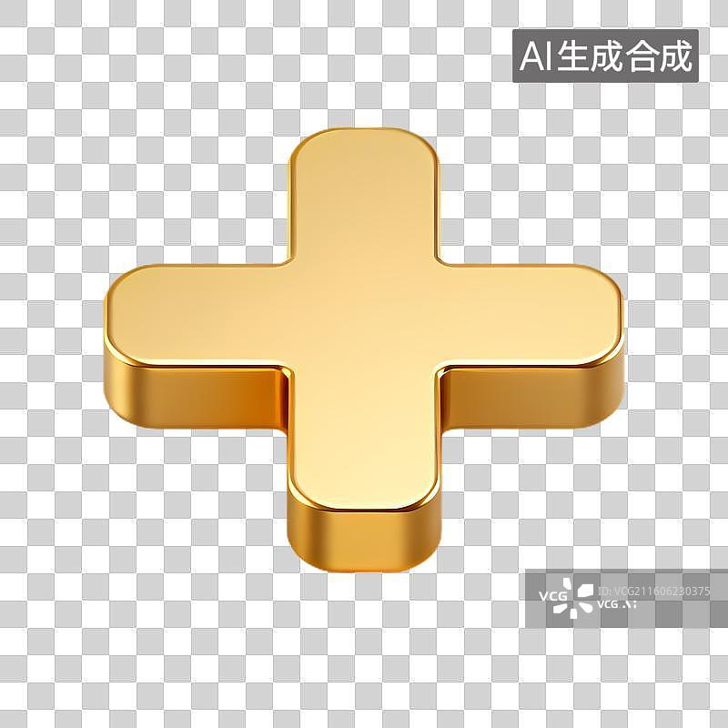【AI数字艺术】金色医疗十字标识图片素材