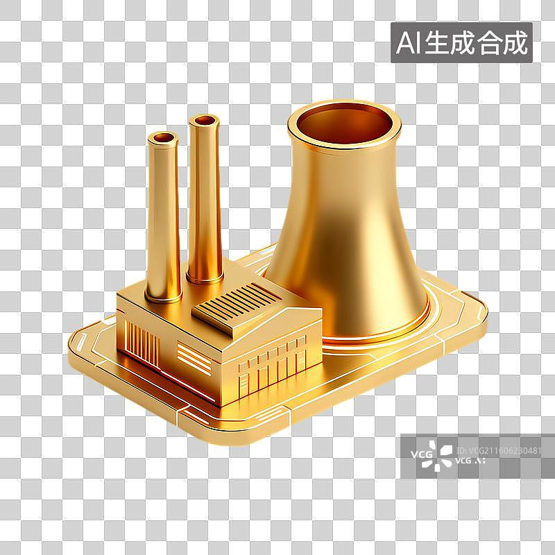 【AI数字艺术】金色工业厂房模型展示图片素材