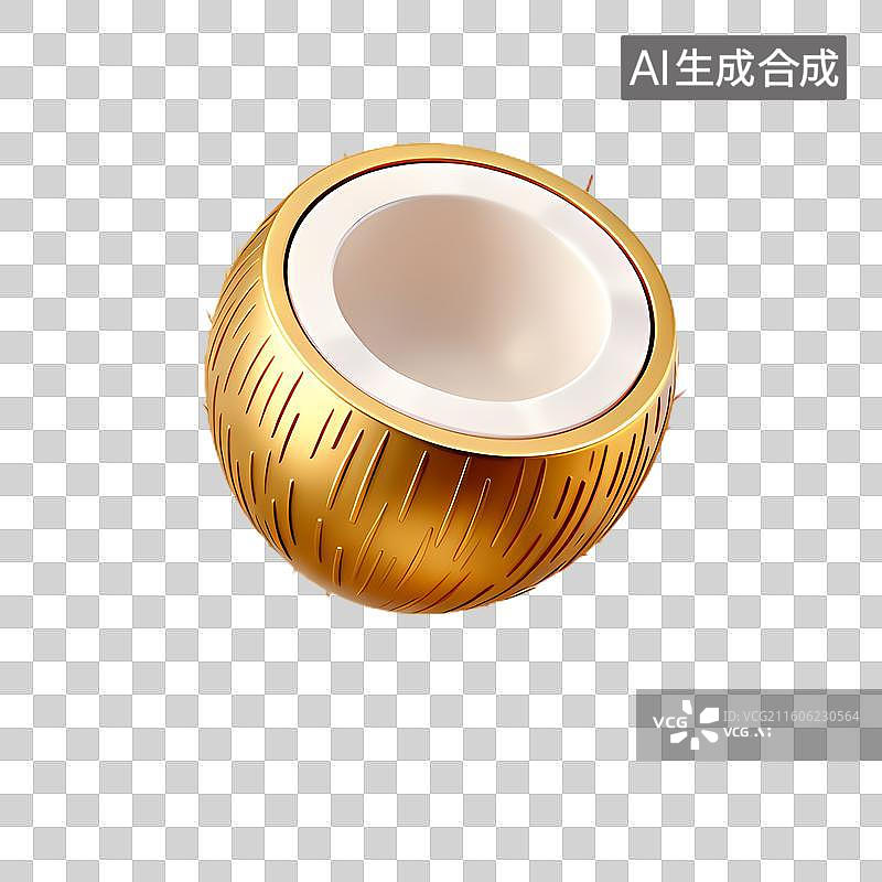 【AI数字艺术】金色椰子内部掏空图片素材