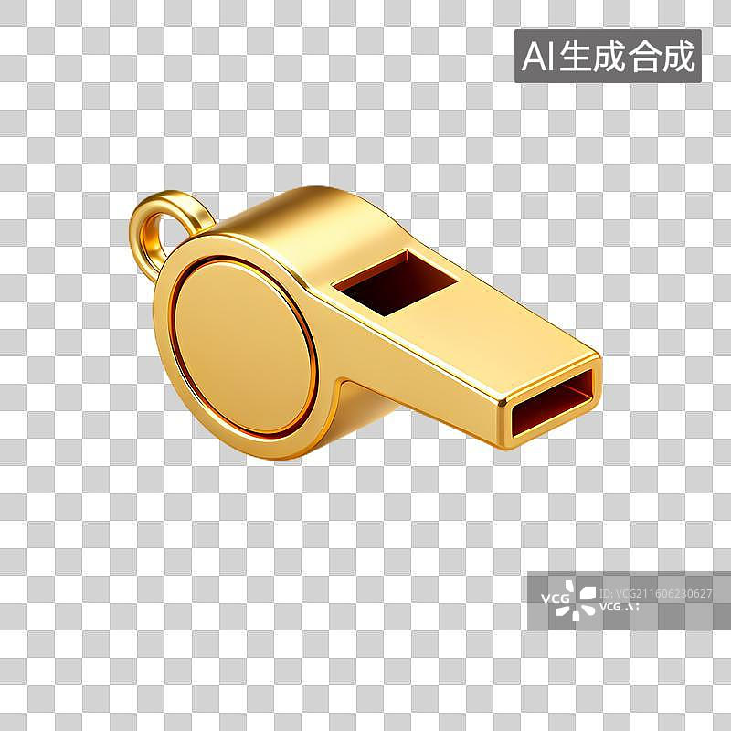 【AI数字艺术】金色哨子金属物体用于运动信号图片素材