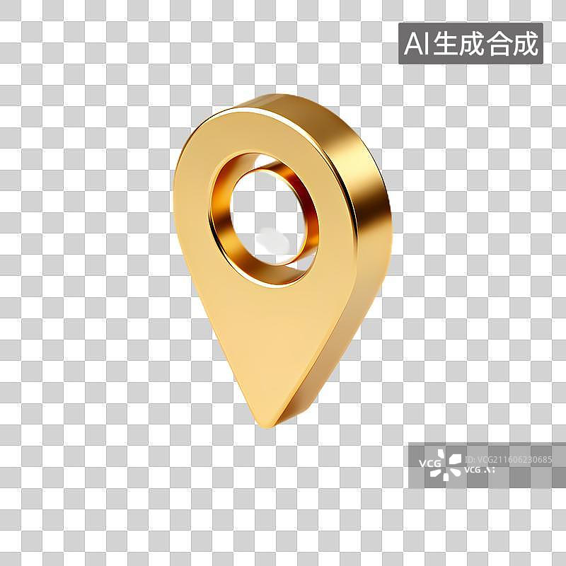 【AI数字艺术】金色立体位置标记图标图片素材
