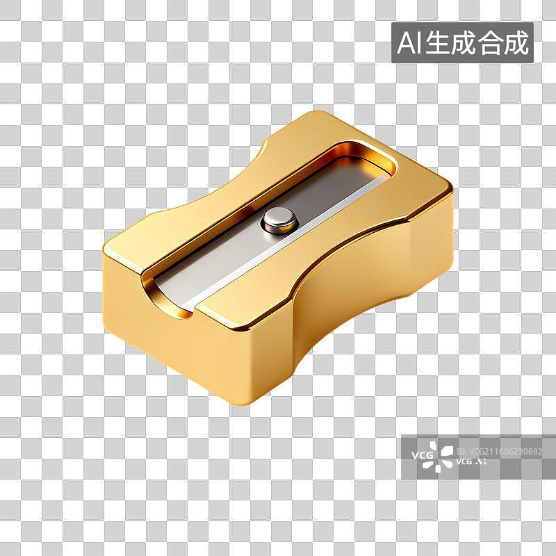 【AI数字艺术】金色金属卷笔刀用于削铅笔图片素材
