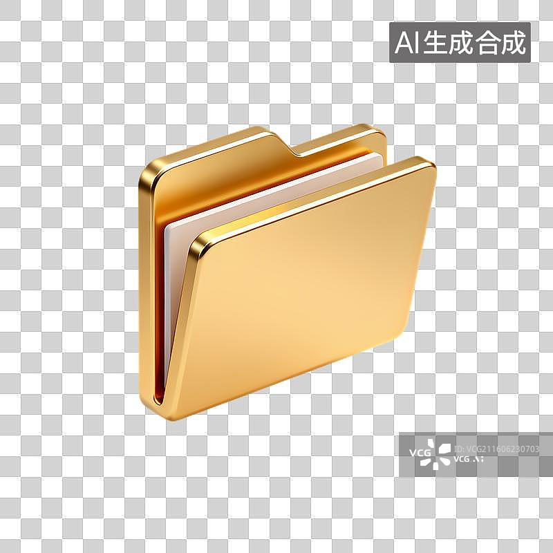 【AI数字艺术】金色立体文件夹图标图片素材