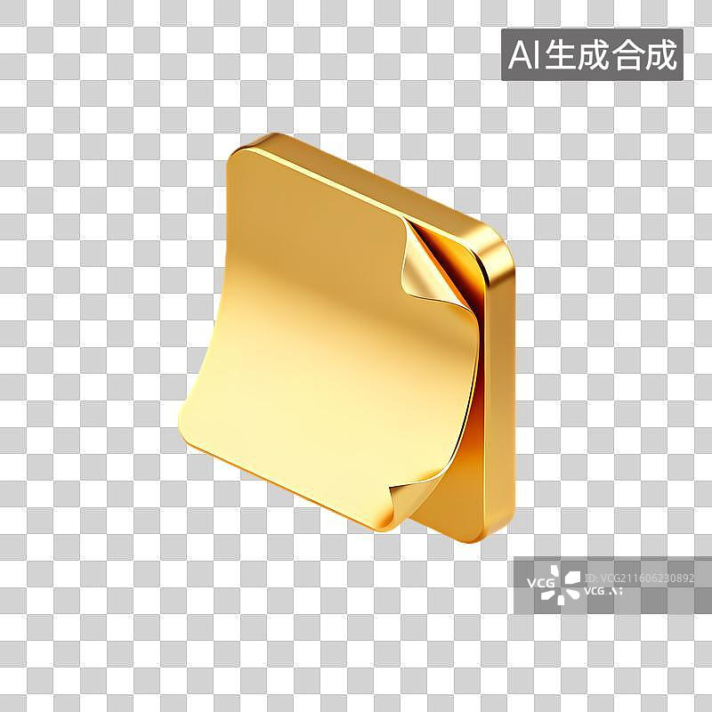 【AI数字艺术】金色闪亮便签图标图片素材