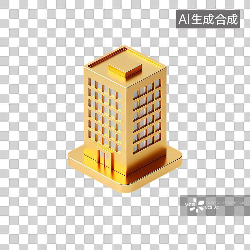 【AI数字艺术】金色立体建筑模型展示建筑风采图片素材