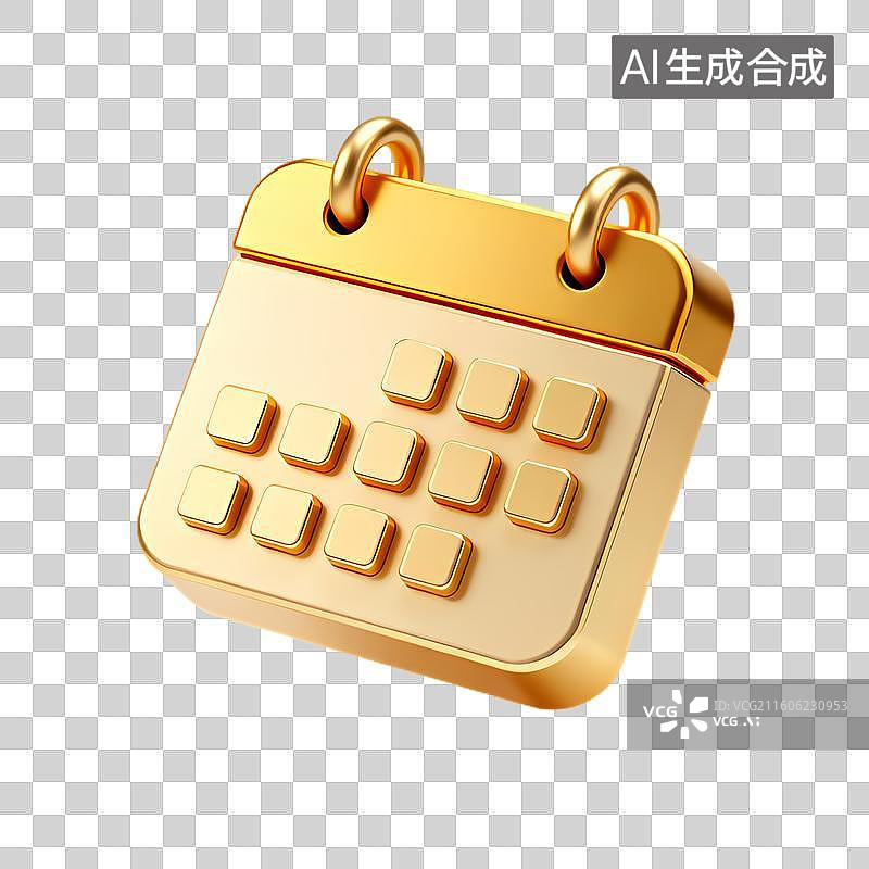 【AI数字艺术】金色立体日历图标图片素材