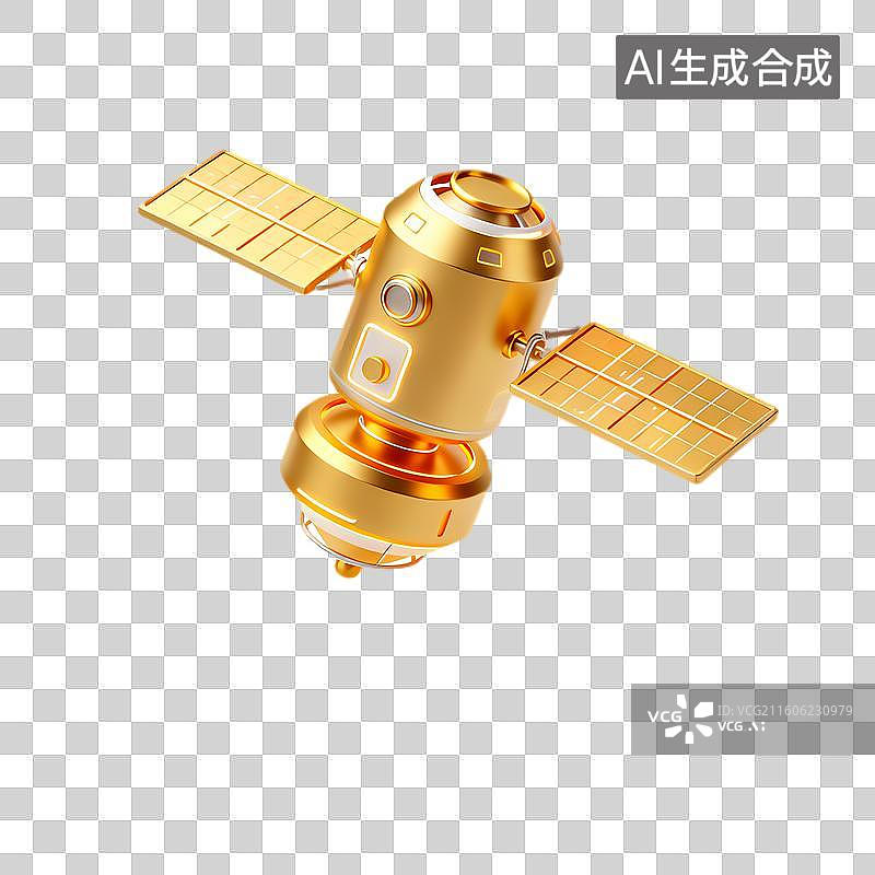 【AI数字艺术】金色卫星模型展示太空科技图片素材