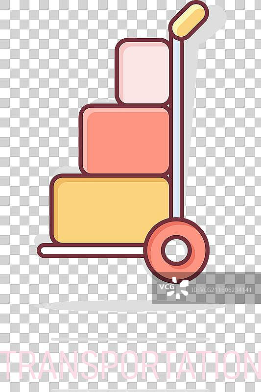 卡通风格的货运手推车图标，带有送货箱图片素材