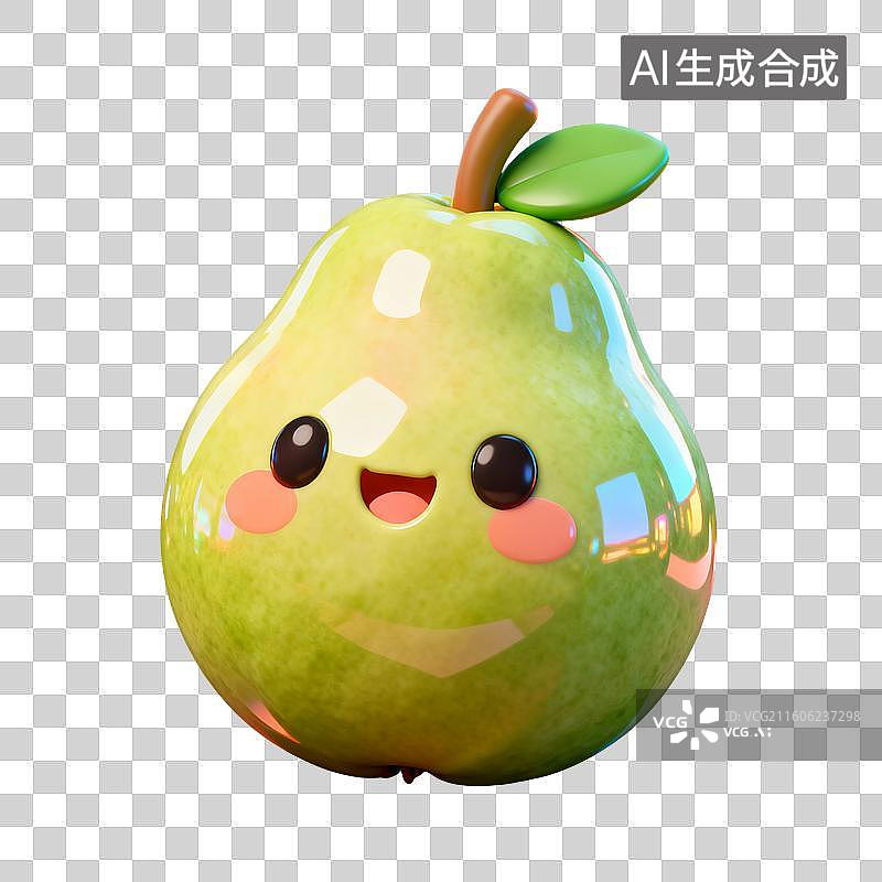 【AI数字艺术】3D渲染，卡通水果，芭乐，番石榴，水果，免抠元素图片素材