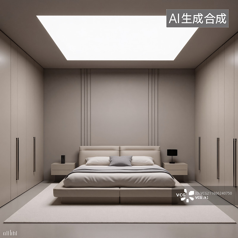 【AI数字艺术】现代简约风格卧室设计效果图图片素材