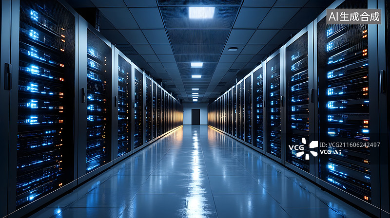 【AI数字艺术】数据机房数据中心AI云存储服务器图片素材
