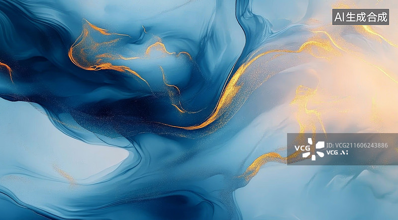 【AI数字艺术】青色中国风水墨抽象画背景图片素材