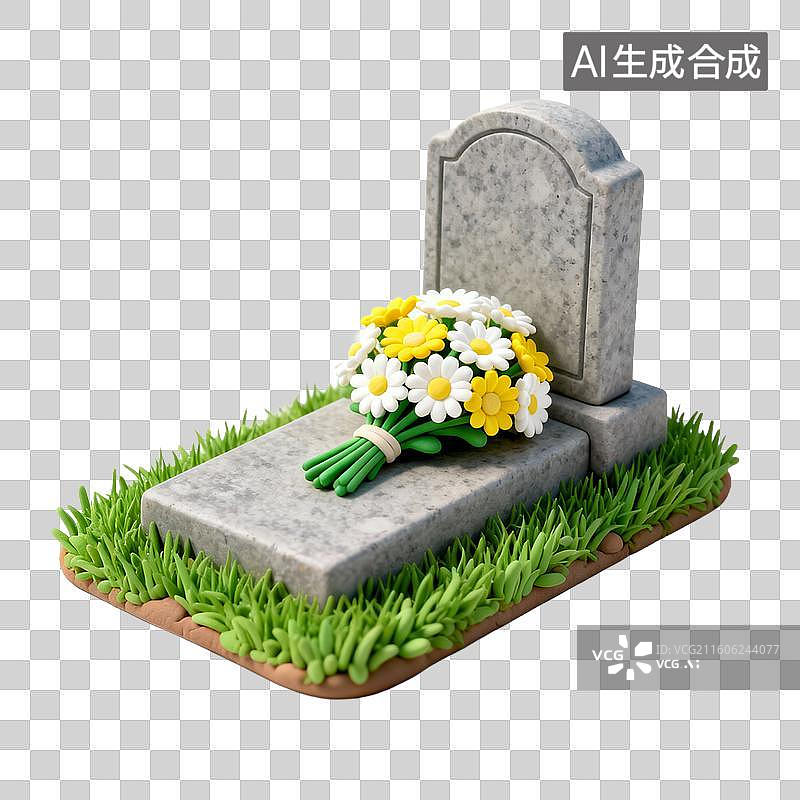 【AI数字艺术】带有菊花的小墓碑图片素材