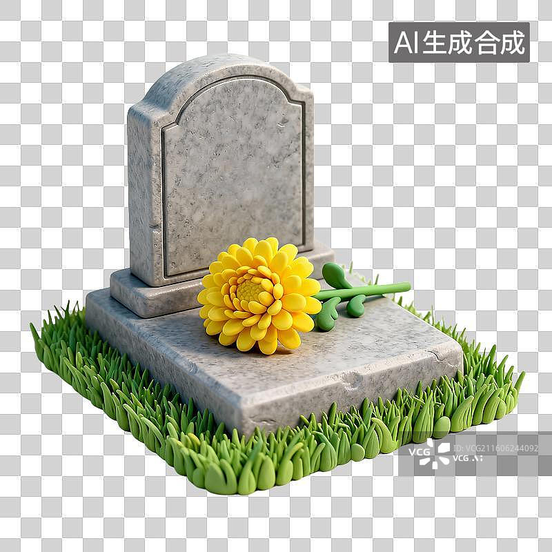 【AI数字艺术】带有菊花的小墓碑图片素材