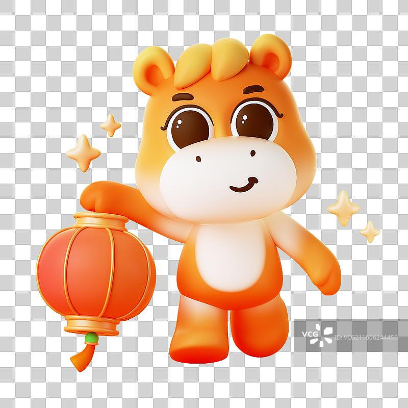 马年春节喜庆卡通马与灯笼组合图图片素材