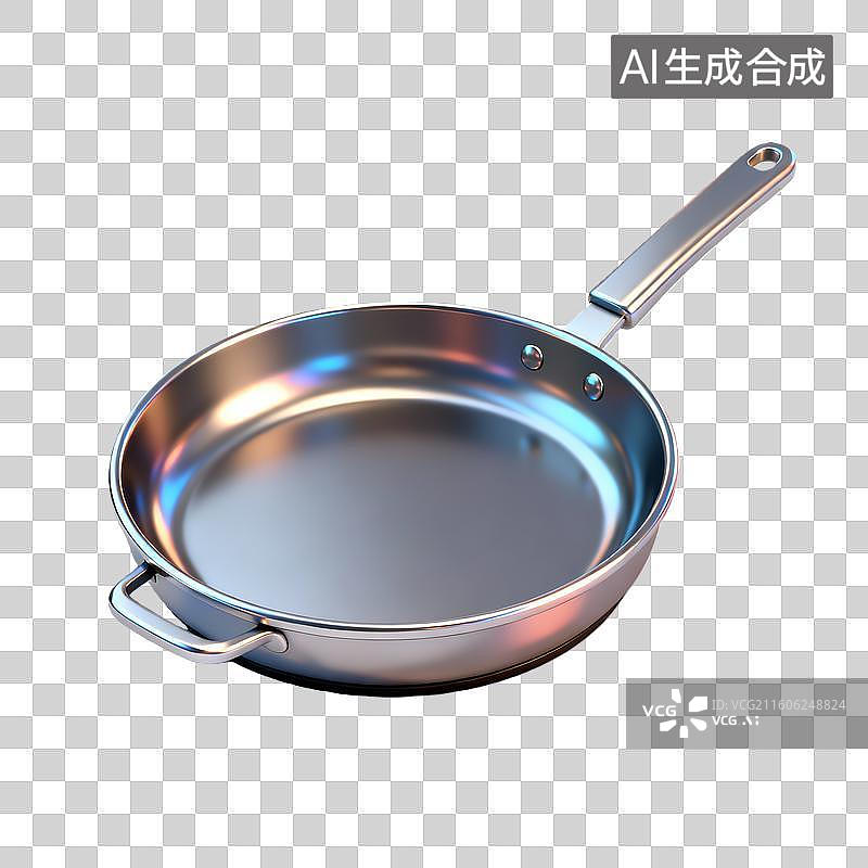【AI数字艺术】发光的金属平底锅炒锅图片素材