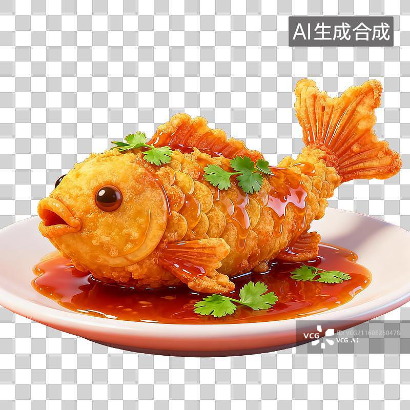 【AI数字艺术】糖醋鱼造型菜肴图片素材