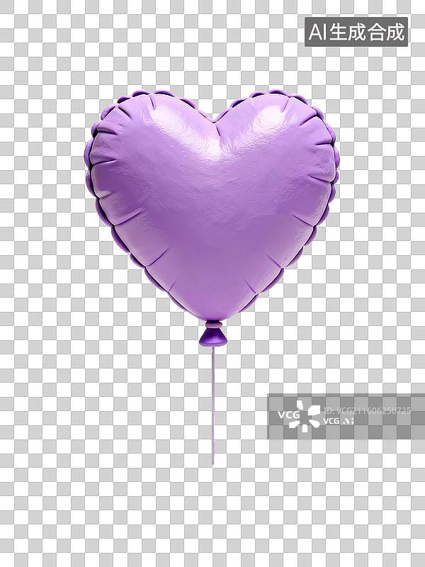 【AI数字艺术】漂浮的紫色心形气球图片素材