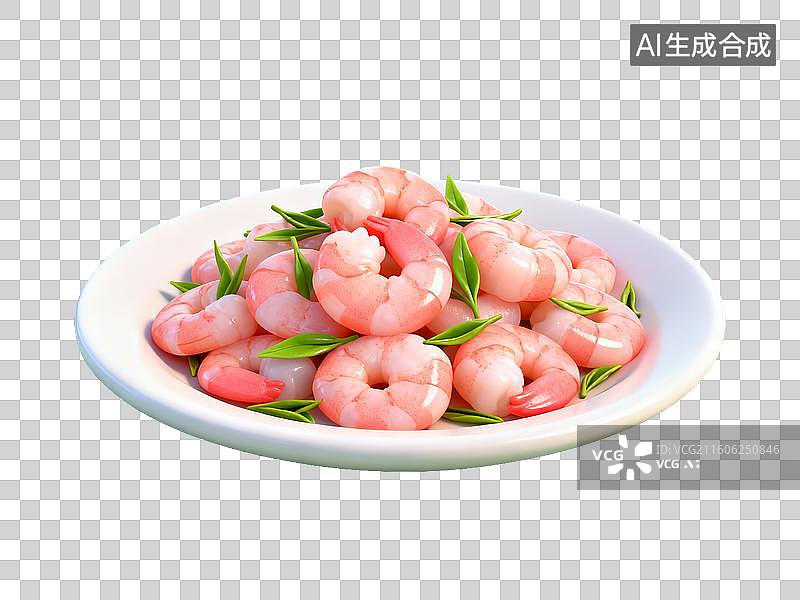 【AI数字艺术】盘中虾仁配香菜图片素材