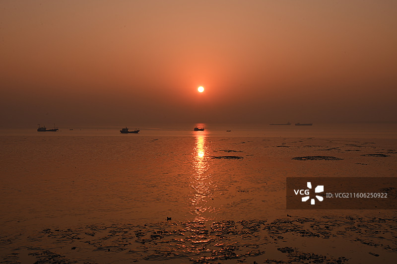 浙江省嘉兴市海盐县观海园日出图片素材