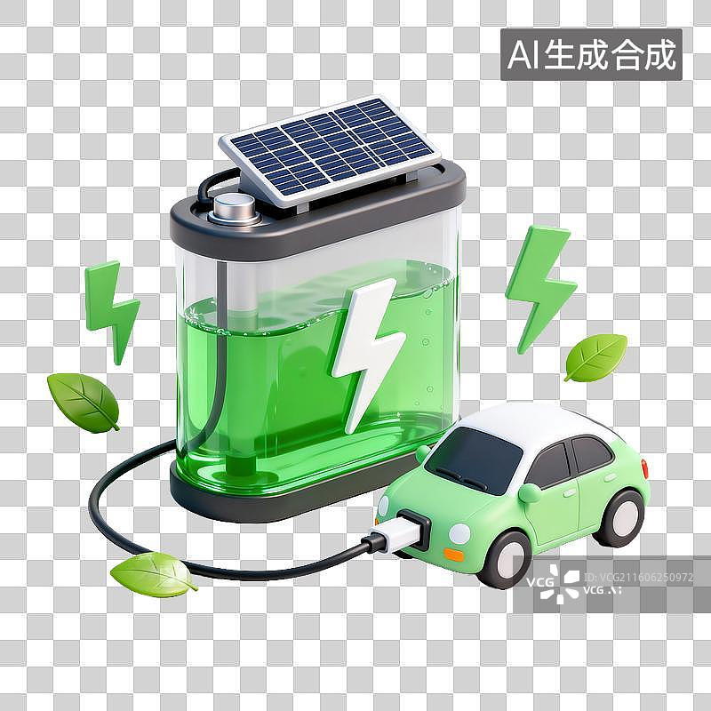 【AI数字艺术】太阳能充电电动汽车图片素材