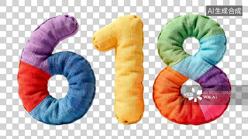 【AI数字艺术】炫彩充气膨胀面料数字618图片素材