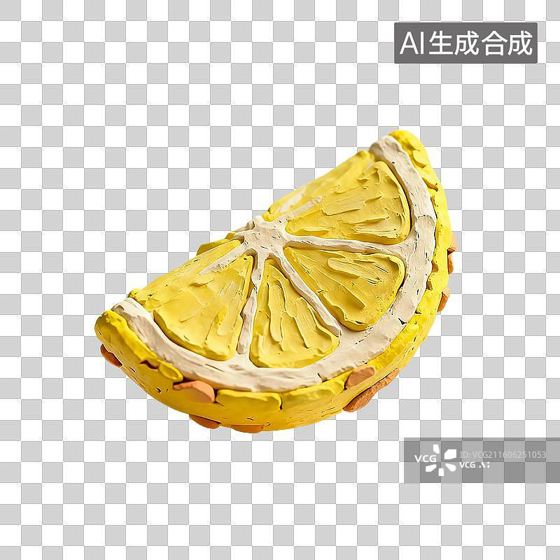 【AI数字艺术】3D渲染卡通水果，粘土风，柠檬，柠檬片，夏天，免抠元素图片素材