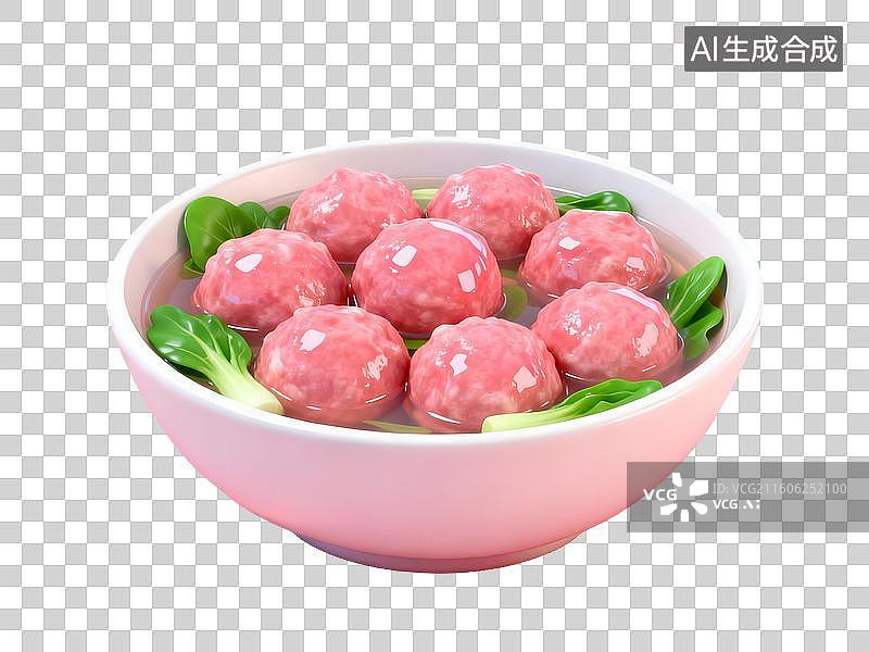 【AI数字艺术】一碗肉丸配青菜图片素材