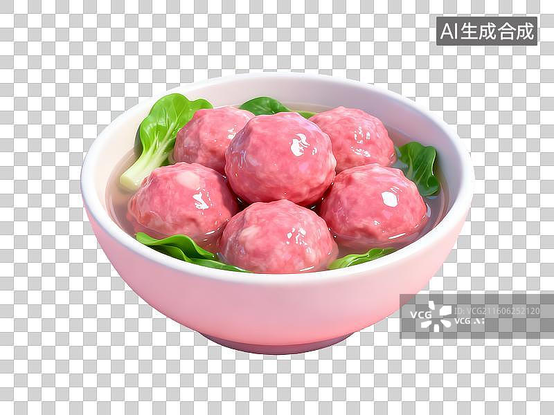 【AI数字艺术】一碗肉丸配青菜图片素材