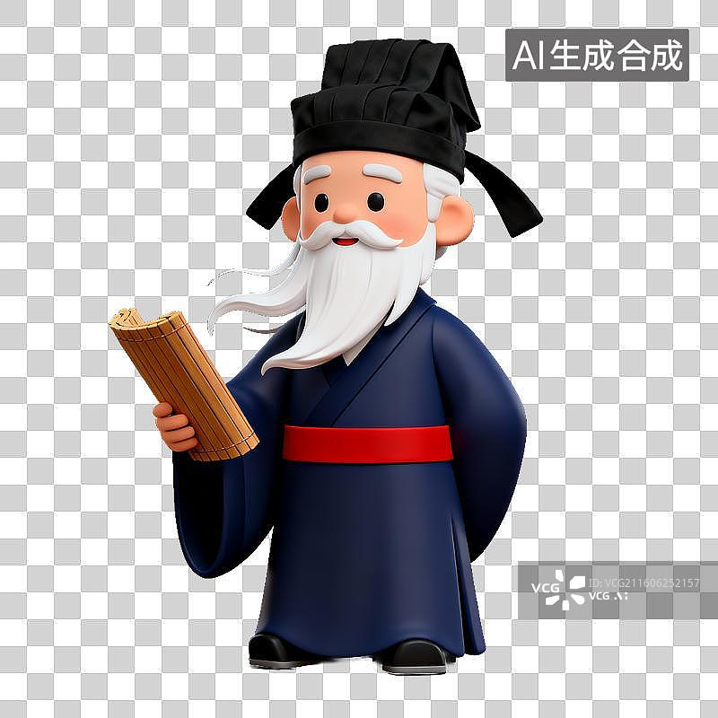 【AI数字艺术】中国古代历史人物 古代学者手持竹简图片素材