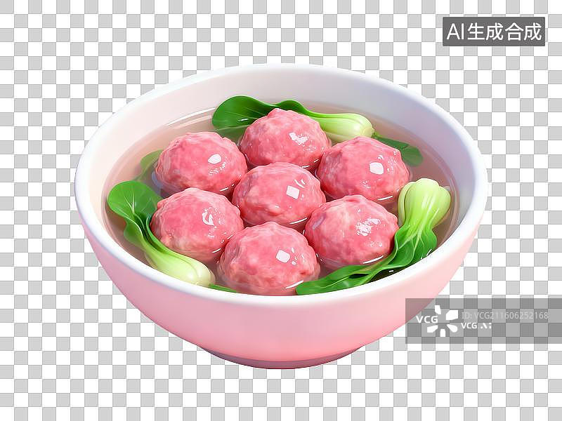 【AI数字艺术】一碗肉丸汤配青菜图片素材