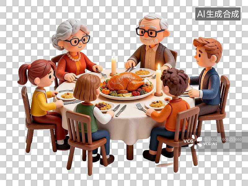 【AI数字艺术】感恩节的家庭晚餐图片素材