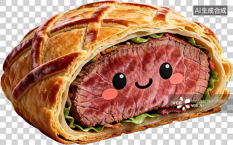 【AI数字艺术】卡通笑脸牛肉酥图片素材