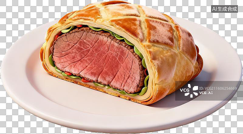 【AI数字艺术】酥皮牛肉卷切面特写图片素材