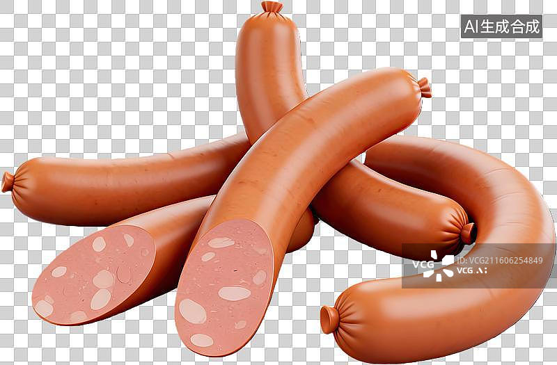 【AI数字艺术】多根香肠堆叠展示图片素材