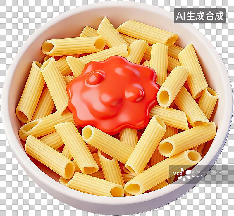 【AI数字艺术】碗中意面番茄酱特写图片素材