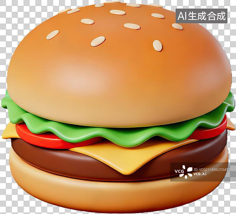 【AI数字艺术】卡通风格美味汉堡特写图片素材