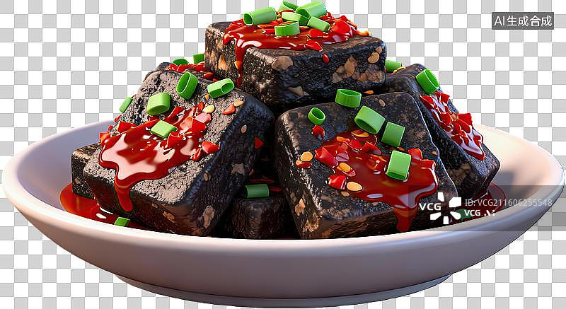 【AI数字艺术】黑豆腐配红酱葱花图片素材