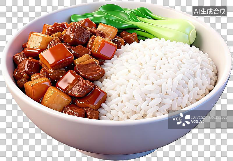 【AI数字艺术】一碗美味的红烧肉盖饭图片素材
