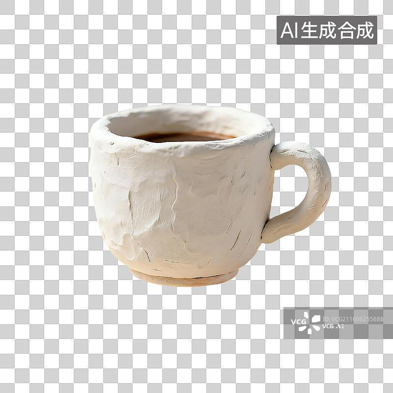 【AI数字艺术】3D渲染，粘土风，卡通杯子，下午茶，卡通咖啡杯，一杯咖啡，马克杯，咖啡，饮料免抠素材图片素材