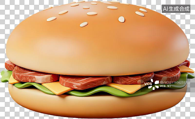 【AI数字艺术】美味汉堡特写展示图片素材