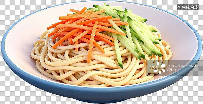 【AI数字艺术】一碗凉拌面条配蔬菜图片素材